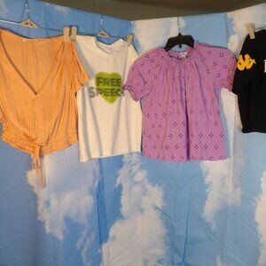 TEENS Four Sz Sm Blouses - Peach, Black, White, Purple Tops